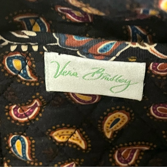 Vera Bradley Quilted Handbag Black w/Fall Colorful Paisley  Design - Picture 4 of 8